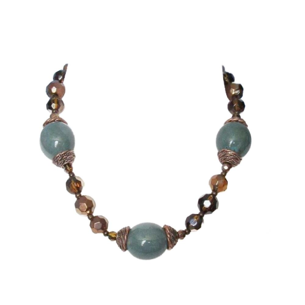 Vintage Copper Turquoise Chunky Choker Necklace, Premiere Designs Aztec